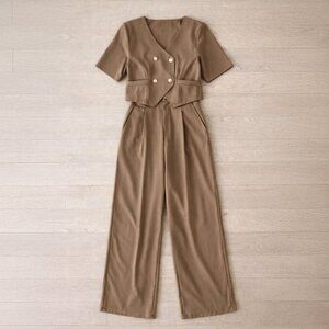 Women's Brown and Tan Suit